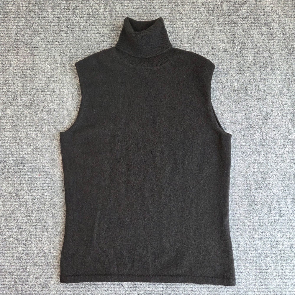 Sutton Studio Black 100% Cashmere Sleeveless Turtleneck Sweater Small
